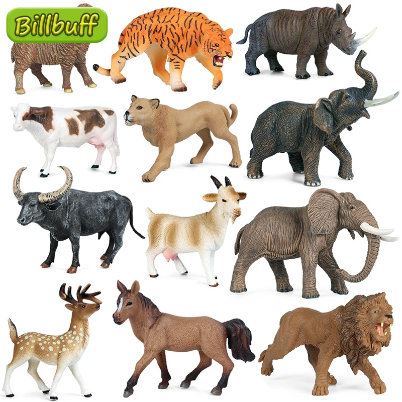 Simulation Animals Model Sheep Rhino Cow Elephant Deer Tiger Action Figures Plastic Figurines Educational toys for children Gift