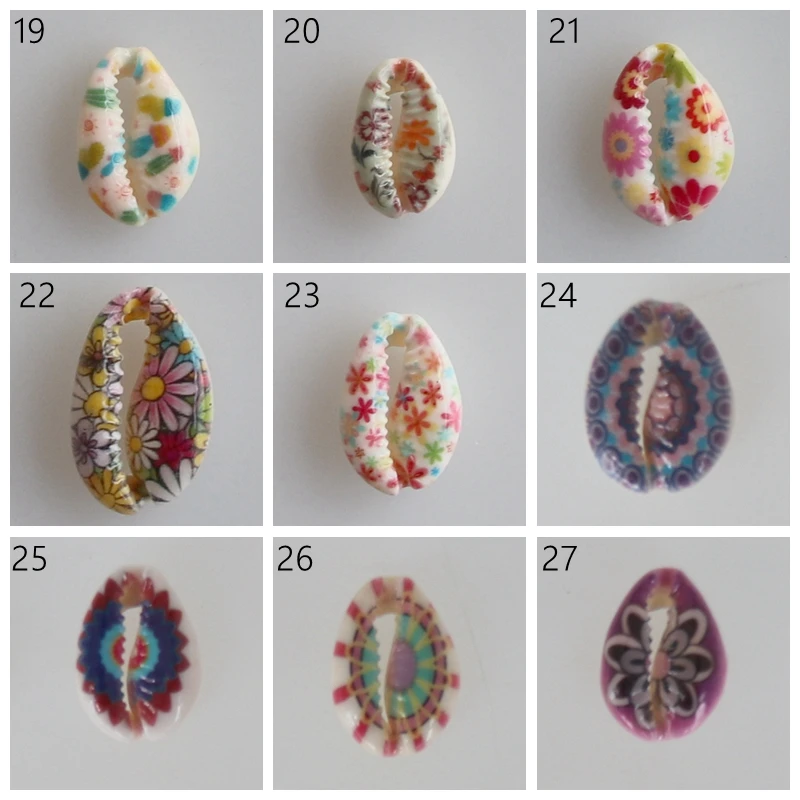 Free Shipping(12pcs/lot)35Colors Natural Cut Cowrie Shell Beads Digital Printing For DIY Jewelry Accessories | Дом и сад