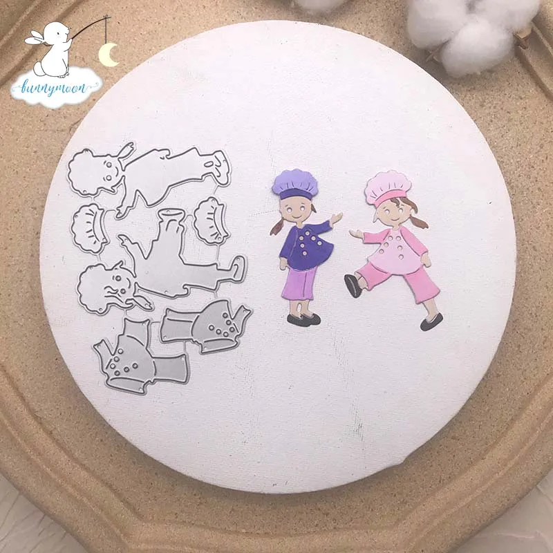 Металлические штампы Bunnymoon Cook girl трафарет украшение для поздравительной