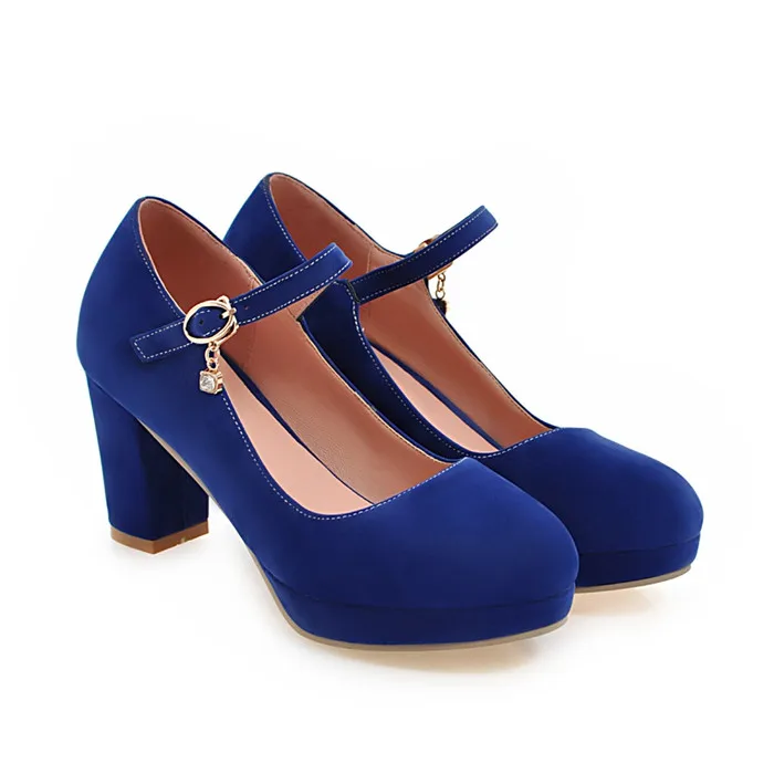 Blue Meotina/женские туфли-лодочки; Туфли Mary Jane на платформе и высоком каблуке; женские вечерние туфли с пряжкой и кристаллами; женские туфли на толстом каблуке; Цвет Черный; размер 43 - Цвет: Blue
