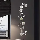 Зеркальная Настенная Наклейка 3D сделай сам, настенный стикер с акриловый в форме цветка, современные наклейки для украшения дома, двери, художественные наклейки, фреска