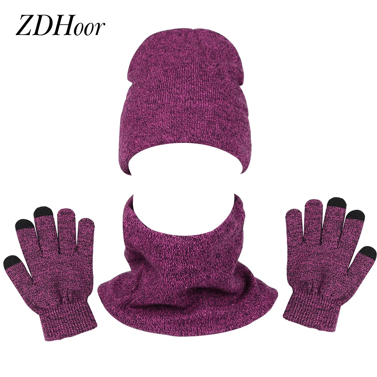 Осенне-зимний теплый комплект для женщин и мужчин шапка перчатки шарф теплая