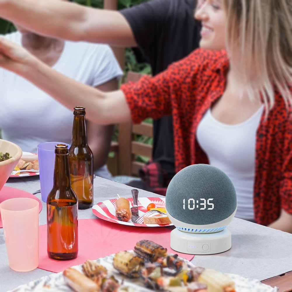 battery base for echo dot 4th generation alexa speaker portable wireless charger power bank for echo dot 4 holder mount stand free global shipping