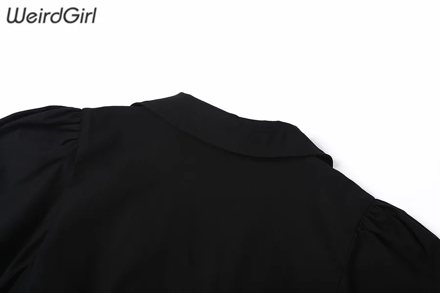 Weirdgirl женское модное прямое платье однобортный воротник с длинным рукавом, однотонная женская офисная одежда, уличная одежда
