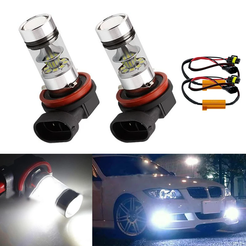 

2x Car Fog Lamp H8 H11 Led HB4 9006 Canbus No Error Fog Lights Bulb 3030 20SMD 1200LM Driving Running Light