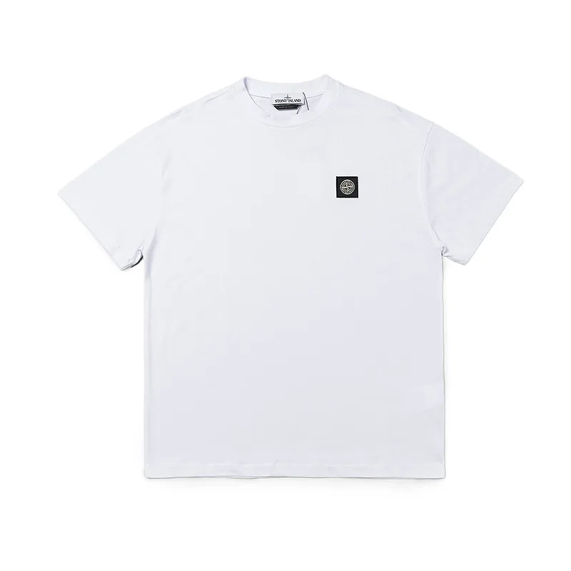 

2021 New Island Loose round Neck Short Sleeve Small Square Logo Embroidered Casual T-shirt Men and Women Same Style