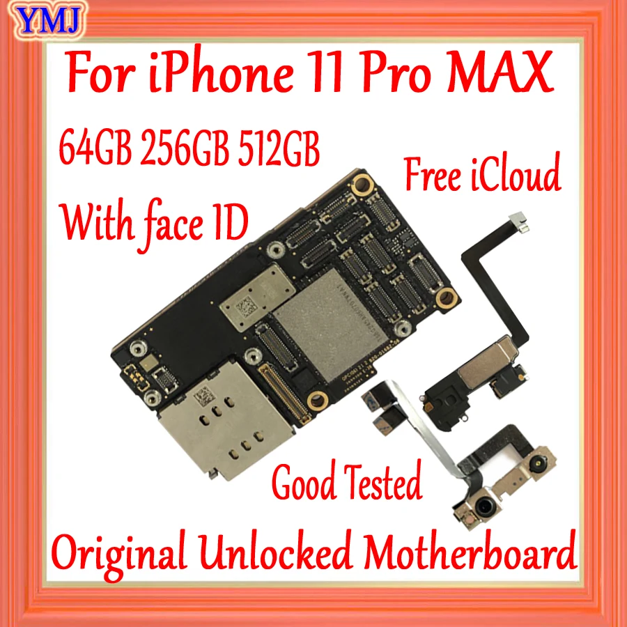 

Материнская плата с icloud для iPhone 11 pro max, 64 ГБ, 100% ГБ, с/без Face ID, логическая плата, хорошая работа, поддержка обновления и 4G