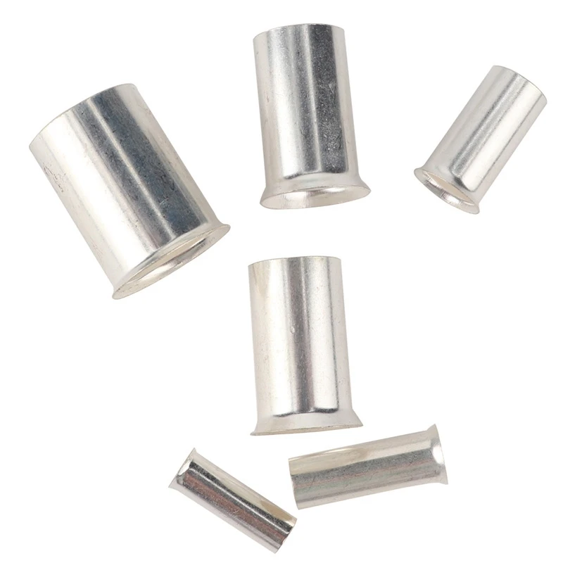 

200PCS 2-8 Gauge Wire Ferrules Kits Silver Plated Copper Crimp Connector Non Insulated Ferrules Pin Cord End Terminal