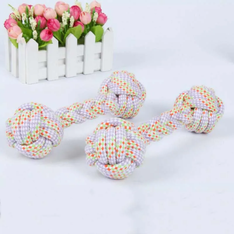 

1Pcs Wear-resistant Nibble Pet Toy Woven Cotton Rope Dumbbell Dog Toy Knot Training Toys