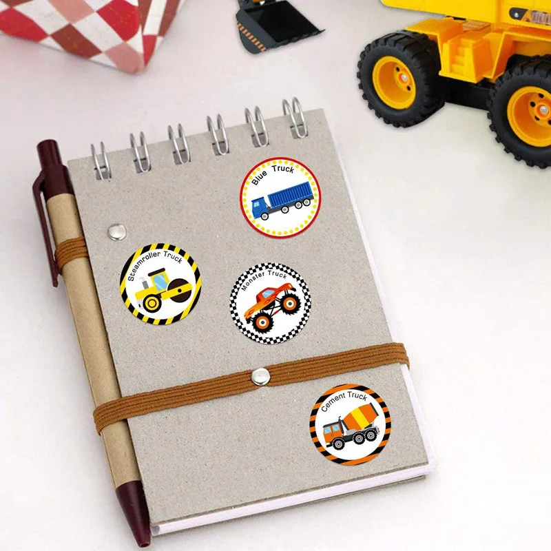 

Truck Stickers for Kids Perforated Stationery Stickers Construction Car Birthday Party For student 500PCS/Roll Reward Stickers