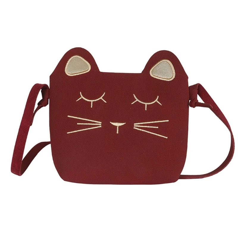 

J60D Fashion Women PU Leather Shoulder Bag Embroidered Cat Purse Casual Satchel
