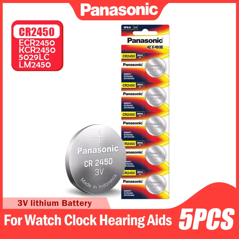Батарейки кнопочные Panasonic CR2450 CR 2450 BR2450 KCR2450 5029LC LM2450 литиевая батарея 3 в для часов 5
