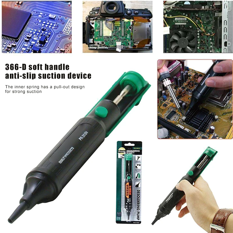 

Aluminum Metal Desoldering Pump Suction Tin Soldering Sucker Pen Removal Vacuum Soldering Iron Desolder Tools Dropshipping