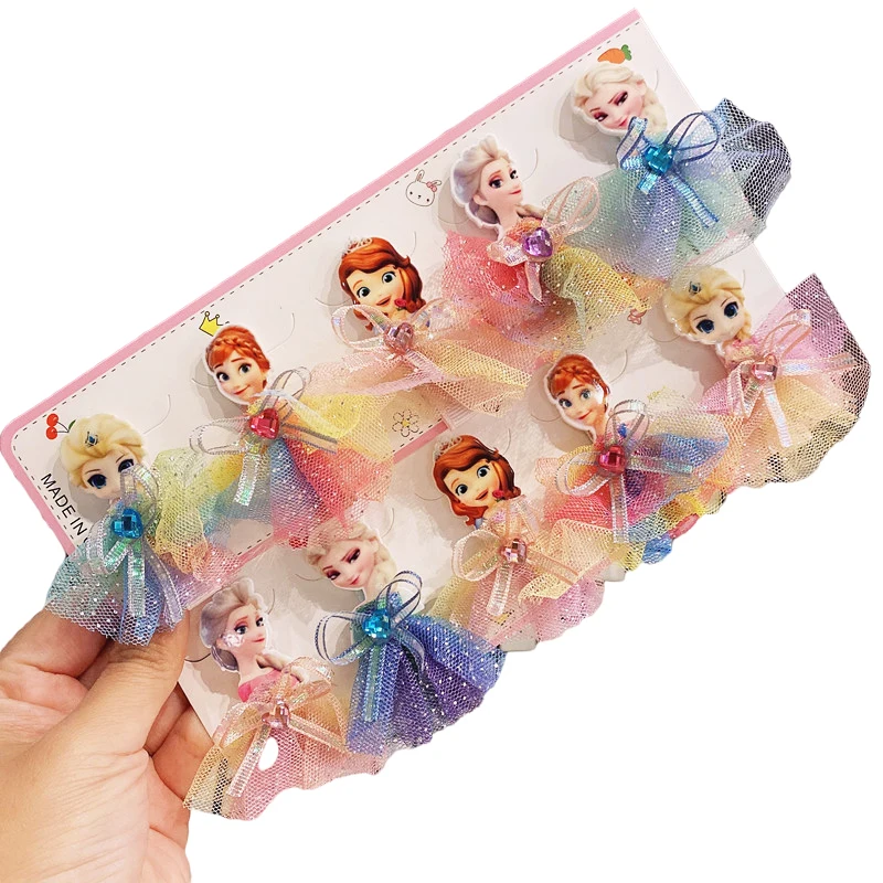 

Заколка для волос Froze Princess 10 шт./лот, детская заколка для волос в стиле принцессы для девочек, милый головной убор с бантом, Детская Пряжа, акс...