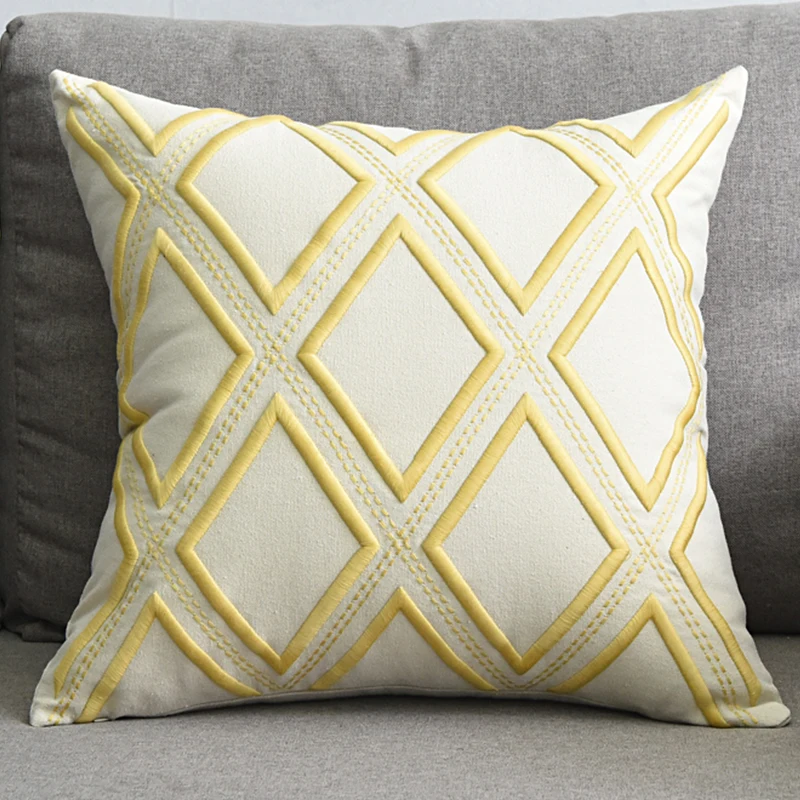 

Luxury Cushion Cover Geometric Embroidery Pillow Cover Nordic Decorative Cushion Covers for Sofas Chairs Bed 50x50 Pillowcase