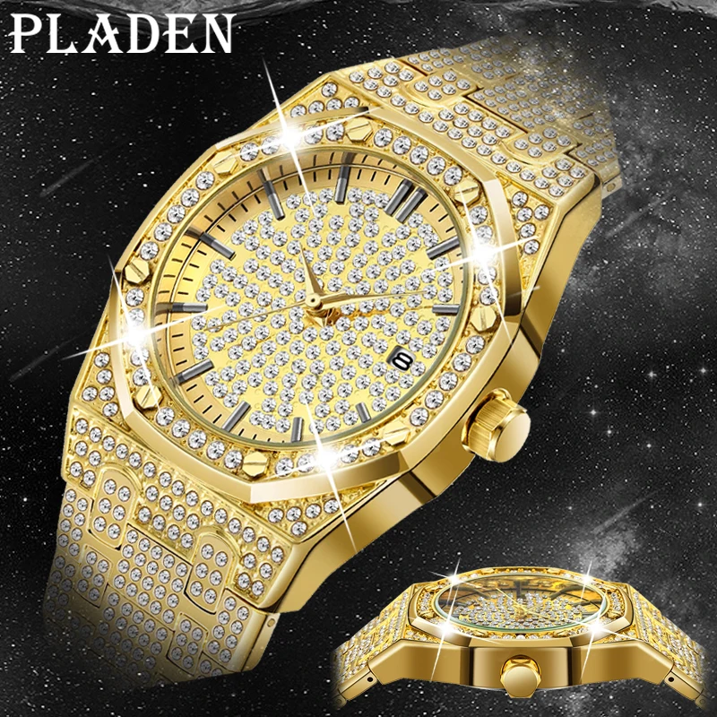 

Для мужчин Роскошные Нержавеющая сталь золотые часы лучший бренд PLADEN Relogio Женева Кварцевые часы мужские Бизнес часы Для мужчин s 2021