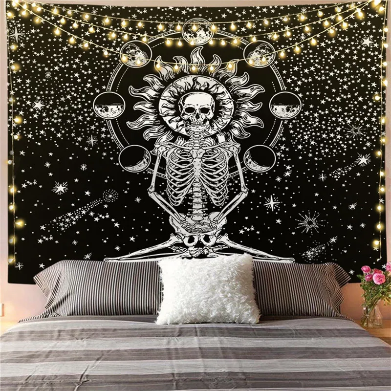 

White Black Sun Moon Mandala Big Tapestry Wall Hanging Celestial Wall Tapestry Wall Carpets Dorm Decor Psychedelic Tapestry