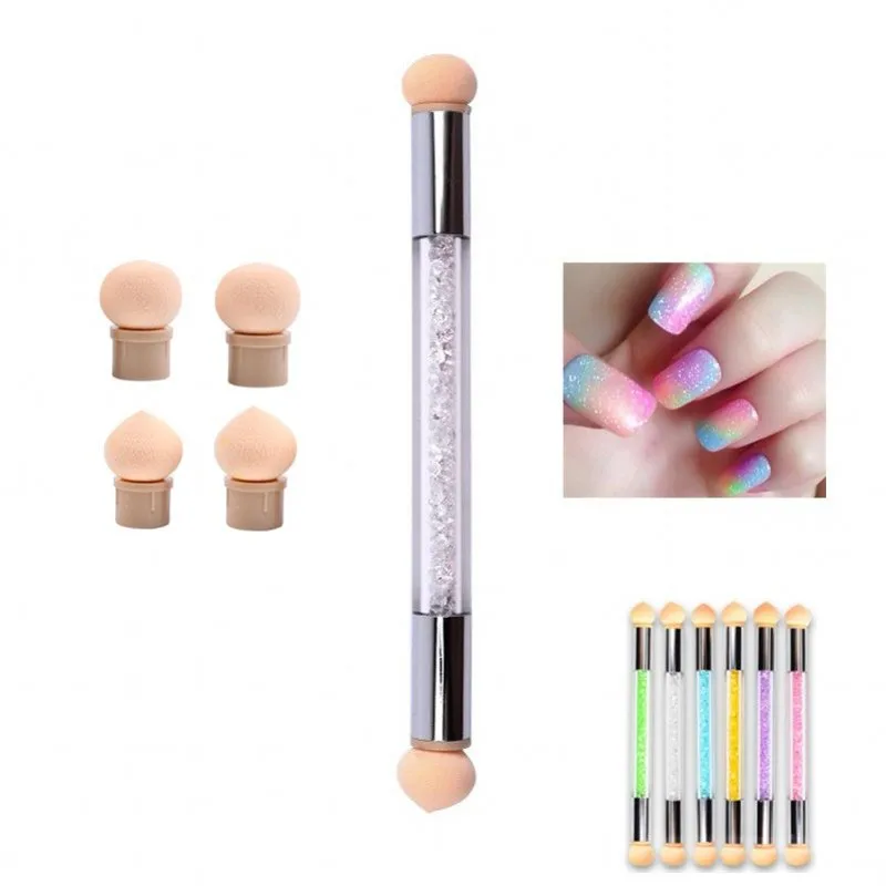 1 шт. спонж щетка для ногтей двойная головка набор градиентная ручка кисточки
