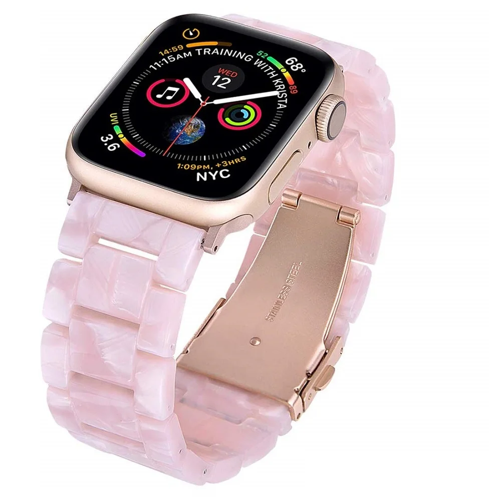 Ремешок из смолы для Apple Watch 40 мм 44 ремешок iWatch браслет с пряжкой нержавеющей стали
