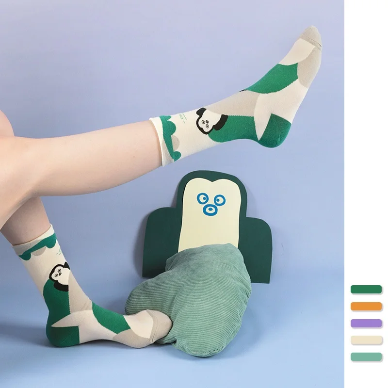 Осенне-зимние милые женские носки модные иллюстрации животных пингвинов