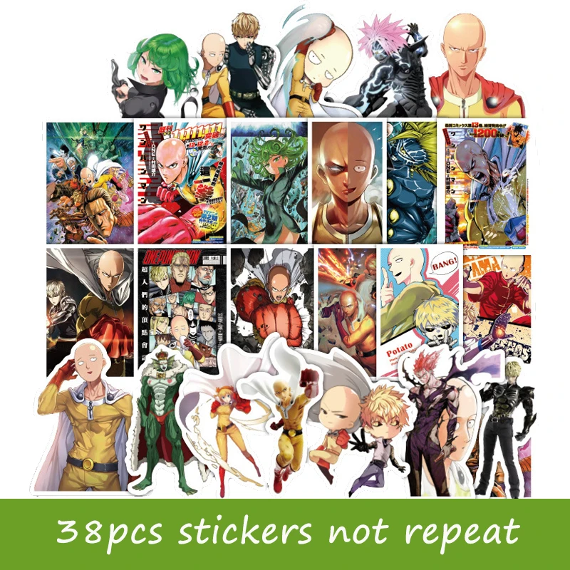 38 шт. Мультяшные наклейки One Punch Man милые аниме для ноутбука блокнот с декором macbook