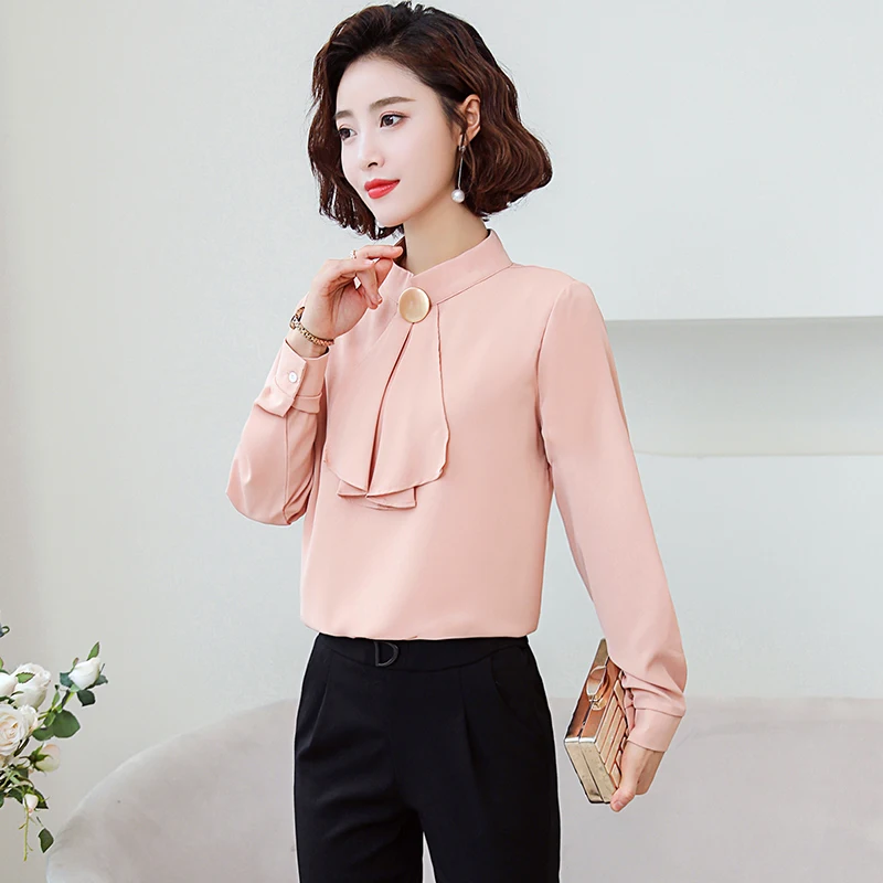 Blusas Mujer De Moda 2020 женская блузка с длинным рукавом Женские топы и блузки бантом
