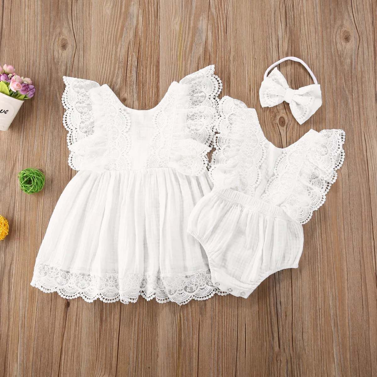 Baby Summer Clothing Girls Kids Lace Sleeveless Romper Dress Sister Matching Newborn Casual Outfits Clothes | Детская одежда и
