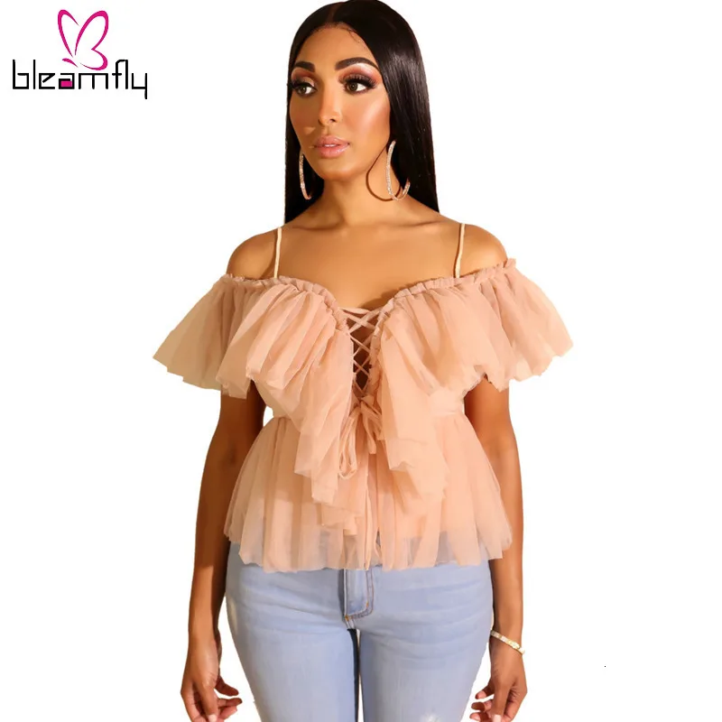 Женская летняя осенняя новая с оборками на тонких бретелях v образным вырезом