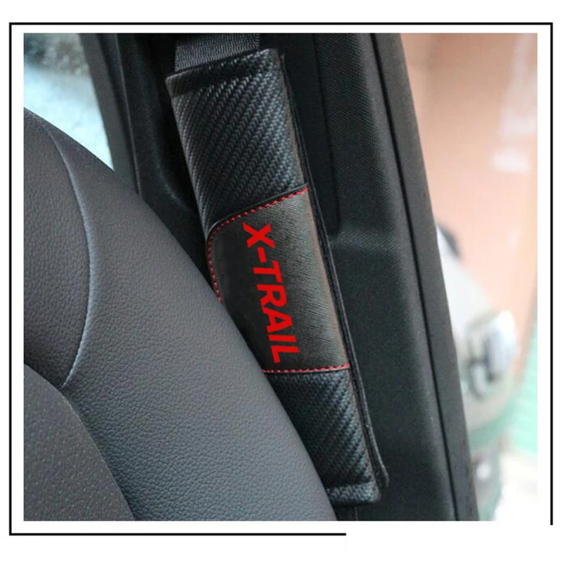 

Кожаный Автомобильный Ремень для Nissan Xtrail из углеродного волокна, накладки для ремня безопасности, наплечный ремень, накладка, чехол для взр...