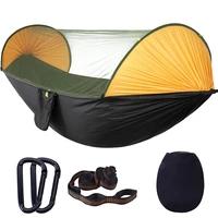 camping hammock with mosquito net high strength 2 person portable outdoor parachute fabric hanging bed hunting sleeping swing