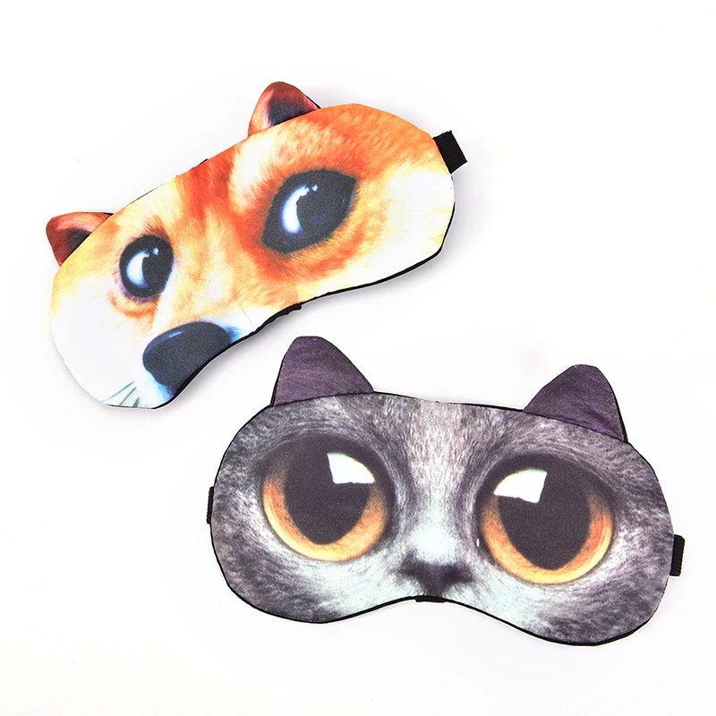 

2Pcs/lot Cute Cat Dog Sleep Mask Eyeshade Cover Eye Mask Natural Sleeping Soft Blindfold Eyepatch Sleep Eyeshade Eye Cover