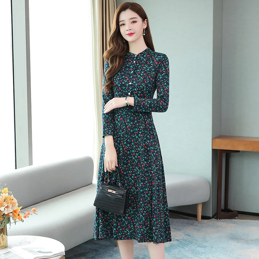 Mozuleva 2019 Vintage Female Floral Dress Autumn Winter New Print Long Sleeve Maxi Elegant Women Vestido 4XL Plus Size | Женская одежда