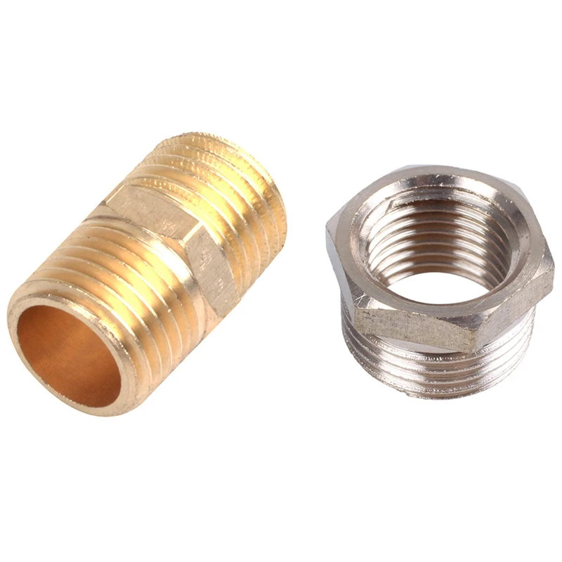 3/8Inch PT Male To 1/4 Inch PT Female Connector & Solid Brass 1/4 Inch PT Male Thread Water Hose Pipe Straight Connector