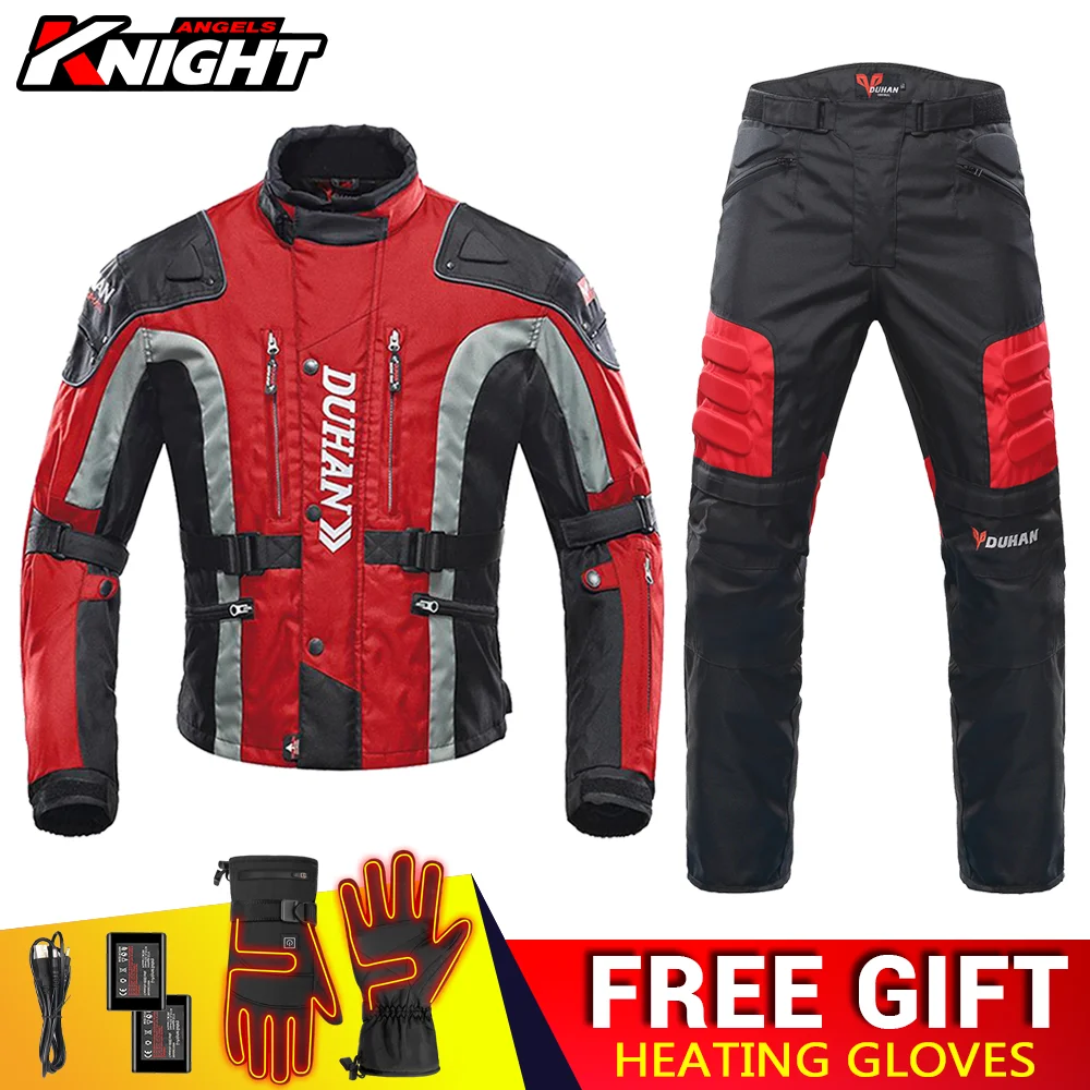 

DUHAN Motorcycle Jacket Winter Protective Lining Motorcycle Jacket With Gift Heated Gloves Racing Jacket Waterproof Motocross