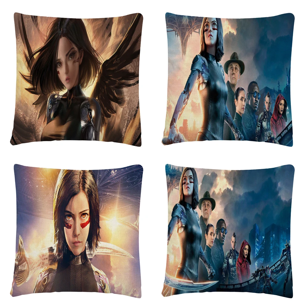 

Battle/Angel Alita exquisite battle pattern Linen Cushion Cover Pillow Case for Home Sofa Car Decor Pillowcase45X45cm