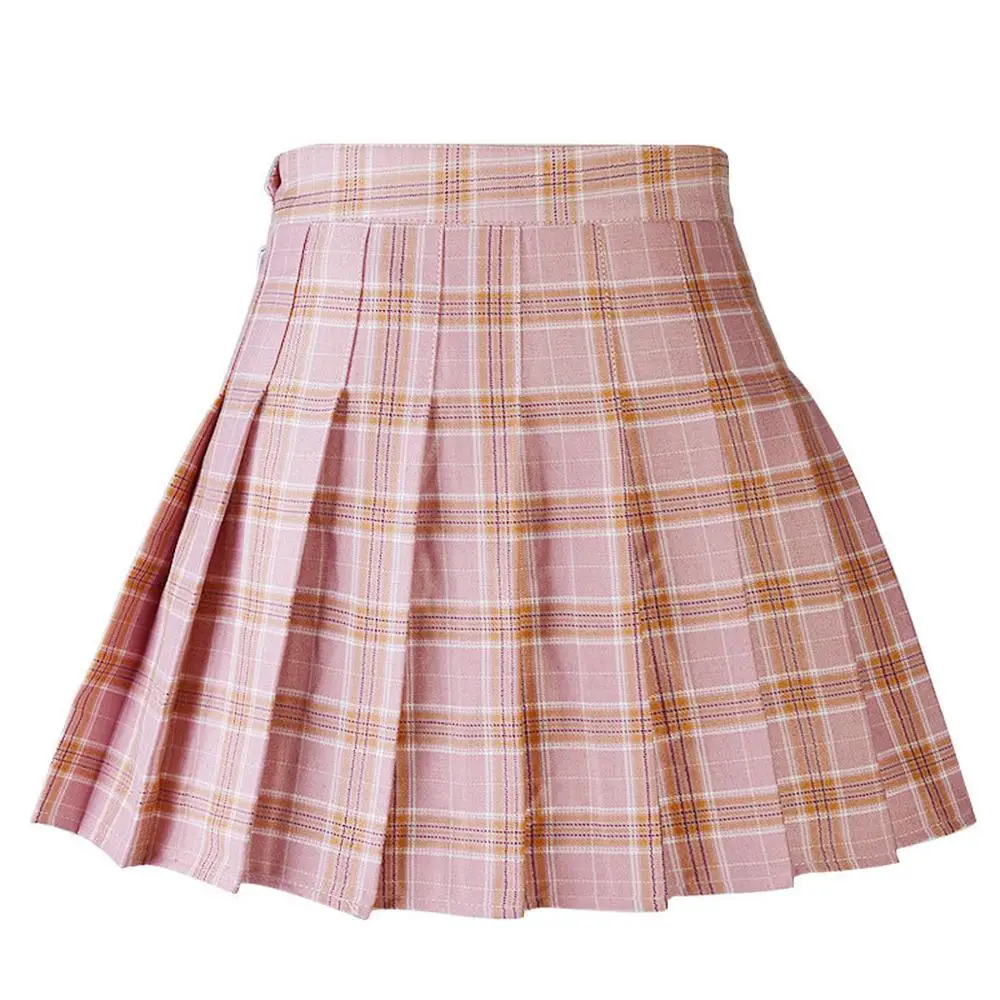 XS-3XL Plaid Summer Women Skirt 2021 High Waist Stitching Student Pleated Skirts Cute Sweet Girls Dance Mini | Женская одежда
