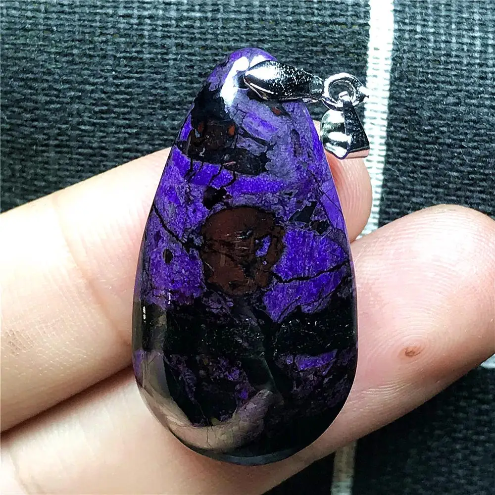 

Top Natural Royal Purple Sugilite Pendant For Woman lady Man Crystal 34x18x7mm Water Drop Beads South Africa Stone Jewelry AAAAA