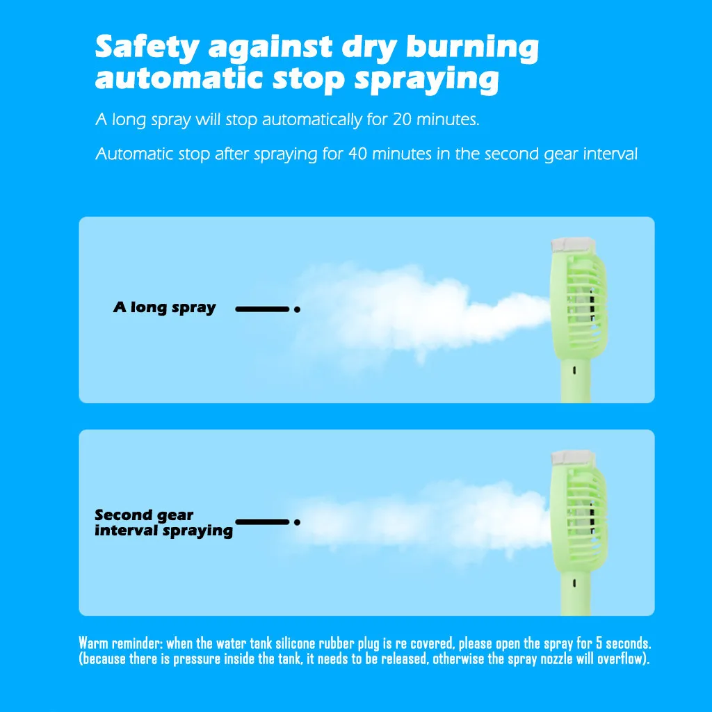 

Rechargeable Mist Fan Outdoor Low Noise Smart Home Portable USB Handheld Multi-function Mini Fan Summer Cool