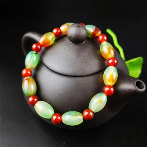 Натуральный нефритовый Агат браслет из бисера эластичный очаровательные