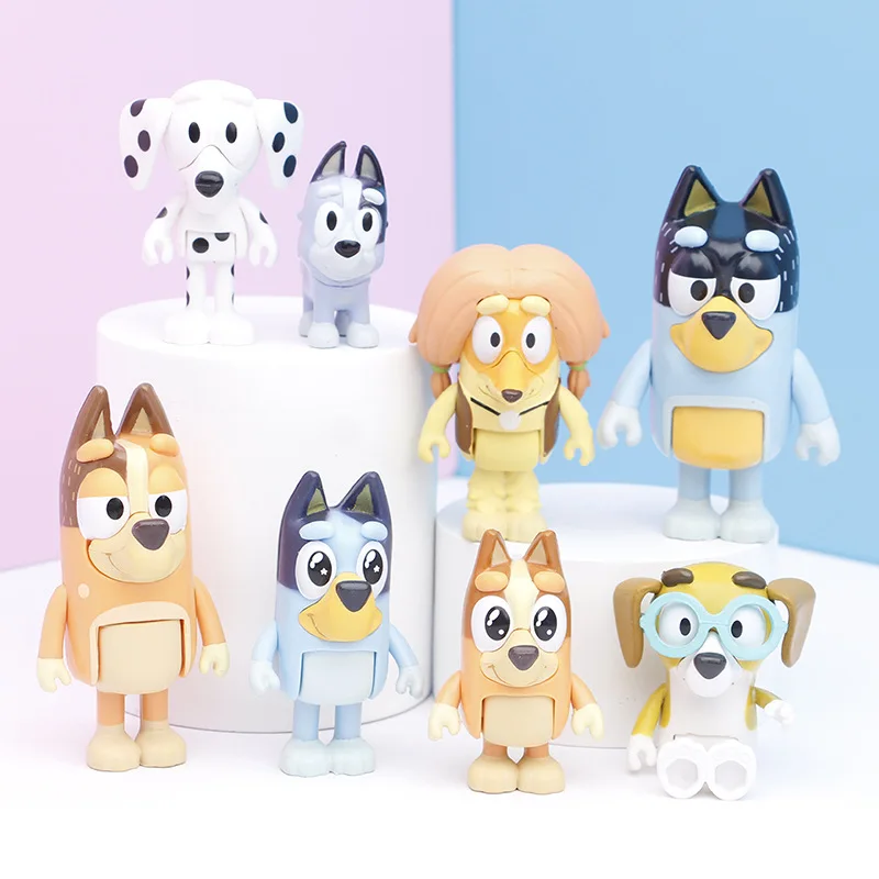 

8pcs/set Bluey Action Figure PVC Bluey Family Friends Shool Dog Model Dolls For Children Christmas Gift