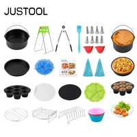 justool 18pcs air fryer accessories kit stainless steel frame with round cake pizza pan multipurpose rack kitchen baking tools