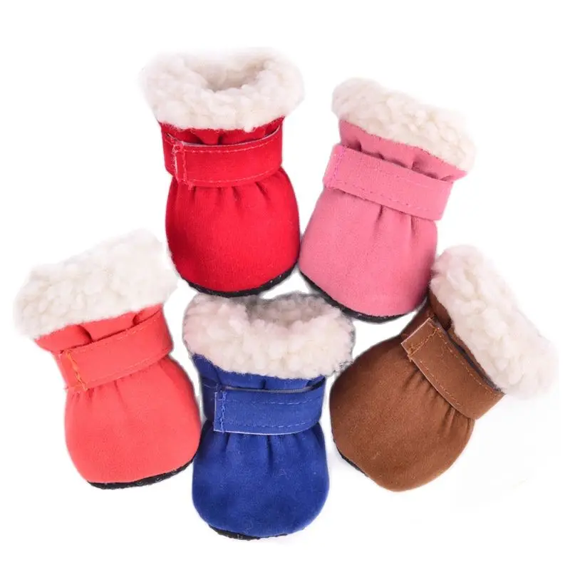 

Оптовая продажа, 4 шт., зимние Нескользящие ботинки для маленьких собак, толстая обувь для кошек и щенков, носки, ботинки для домашних животны...