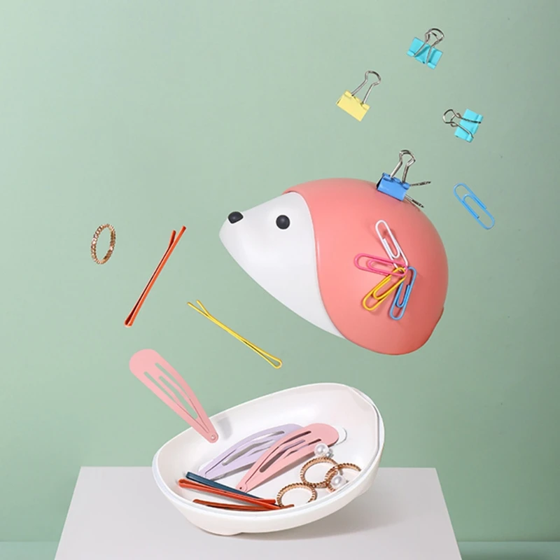 

2022 New Hedgehog-shaped Desk Organizer Women Jewelry Storage Holder with Magnetic Cover