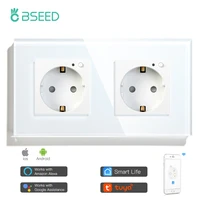 bseed double wall socket eu standard crystal glass wifi electrical outlet 3 colors white black golden work with tuya smart life