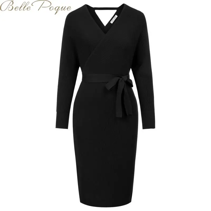 Belle Poque сексуальное элегантное платье с v образным вырезом офисные платья для