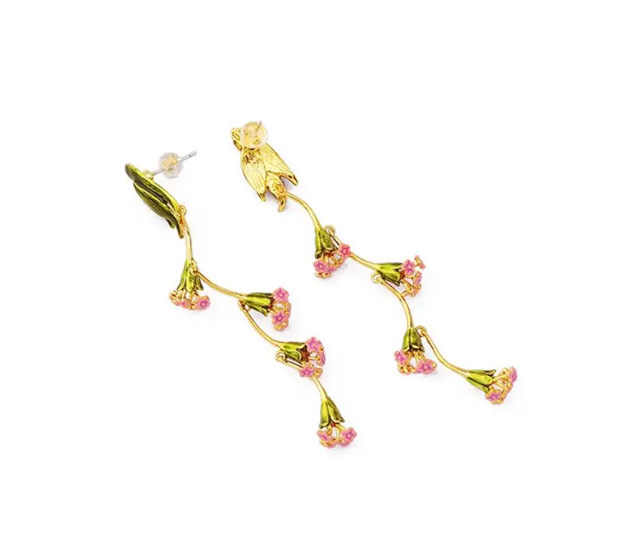 Новинка 2020 эмалированные Серьги CSxjd в виде цветка из ротанга Гипсофилы розового и