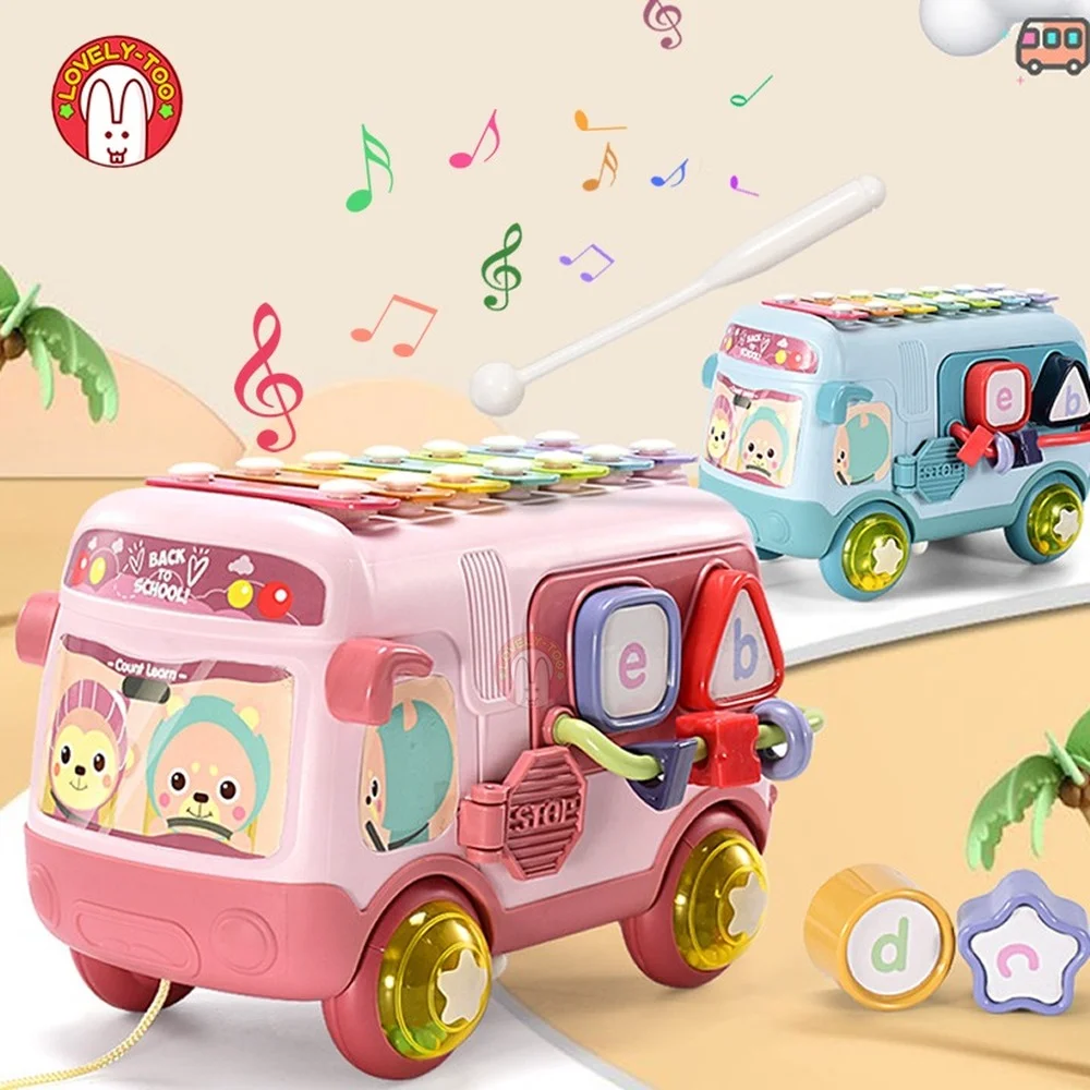 

Musical Instrument Baby Rattles Car Toys Xylophone Knock Piano Bus Beads Blocks Montessori Educational Toy for Children