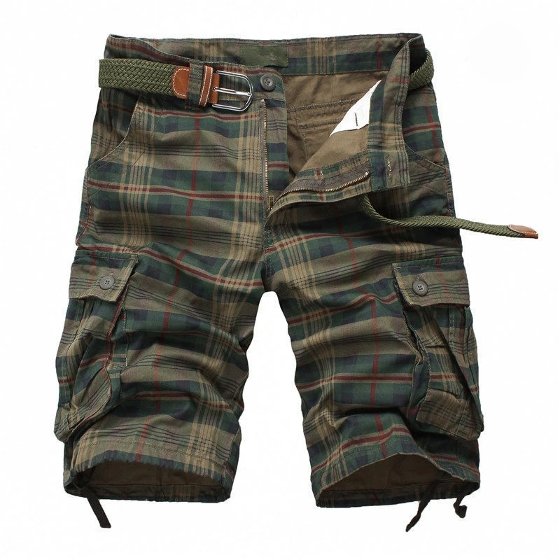 

2021 New Men's Shorts Fashion Plaid Beach Shorts Men's Casual Shorts Plaid Men's Overalls