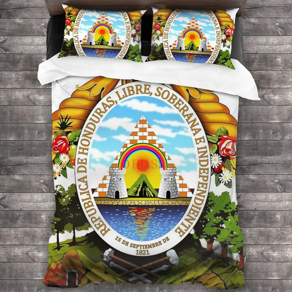 

Coat Of Arms Of Honduras 100%Pure Cotton Comforter Set with 2 Pillowcase,Soft Microfiber Duvet Cover Set, Bedding Sets Bed Set