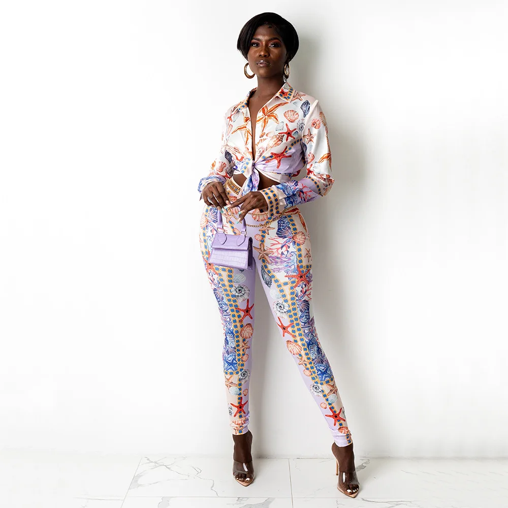 

2020 new sexy two-piece sportswear sexy digital positioning printing fashion casual two-piece women